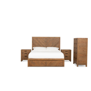 Chevron 4 Piece Bedroom Set with Queen Bed Frame
