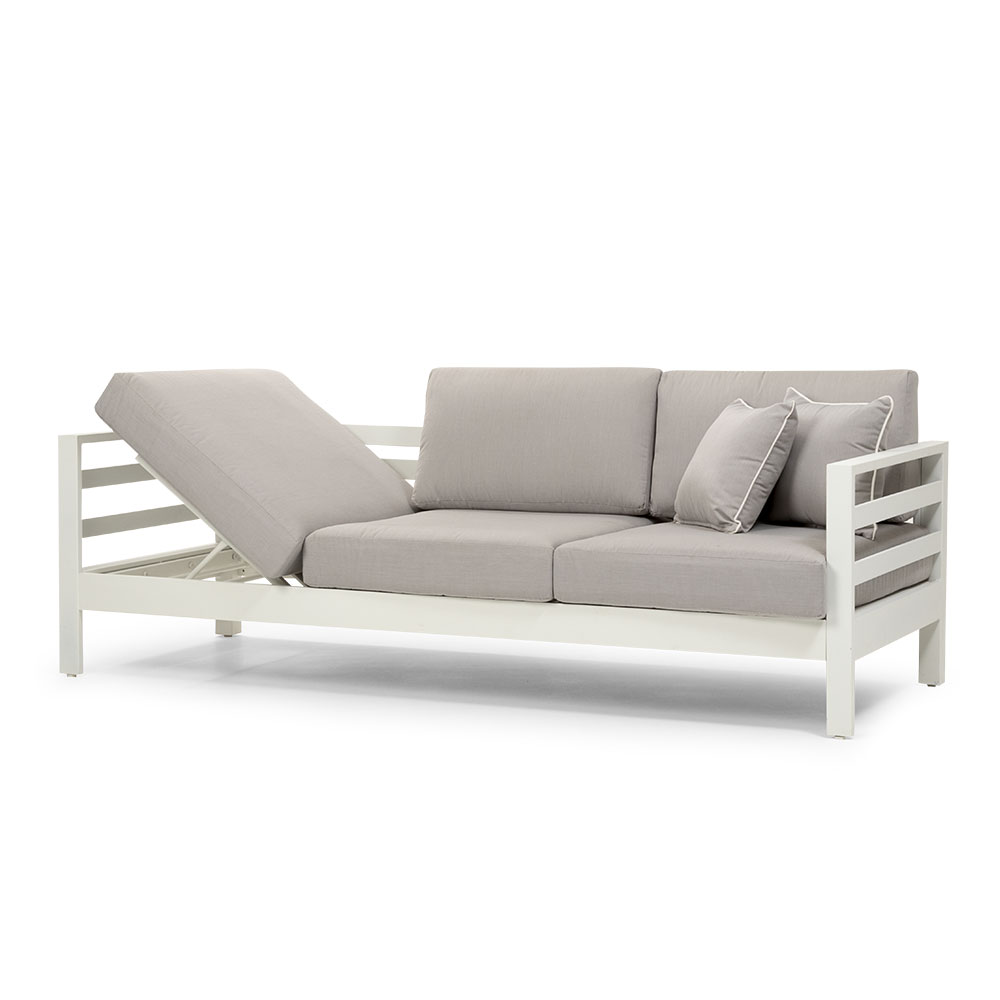 Venus Outdoor 3 Seater & Sunlounger, White