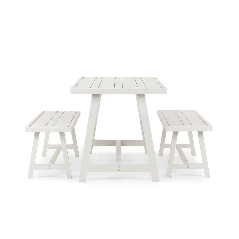 Static Outdoor 3 Piece Dining Set - W170, White