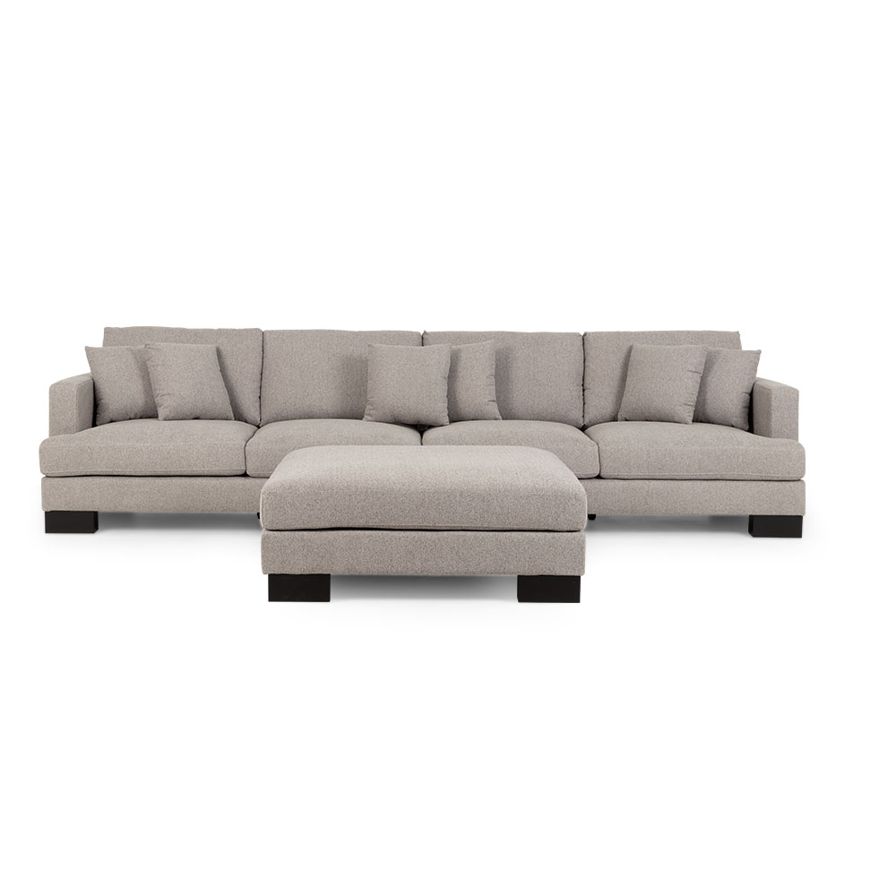 Allessa Modular 5 Seater Sofa With Ottoman, Light Grey