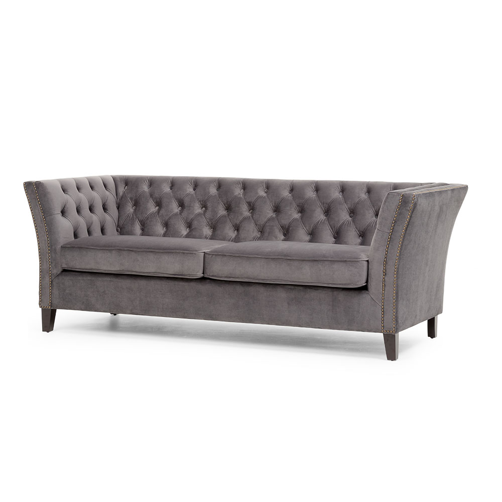 Elyse Velvet 3 Seater Sofa, Steel