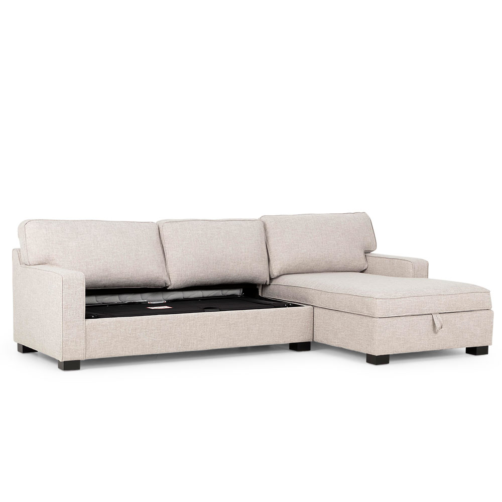 Haines Sofa Bed With Chaise, Light Grey