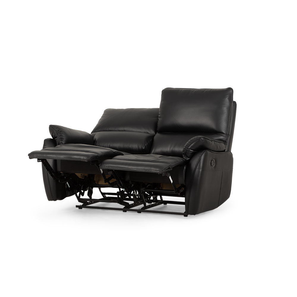 Hayley 2 Seater Leather Recliner, Black