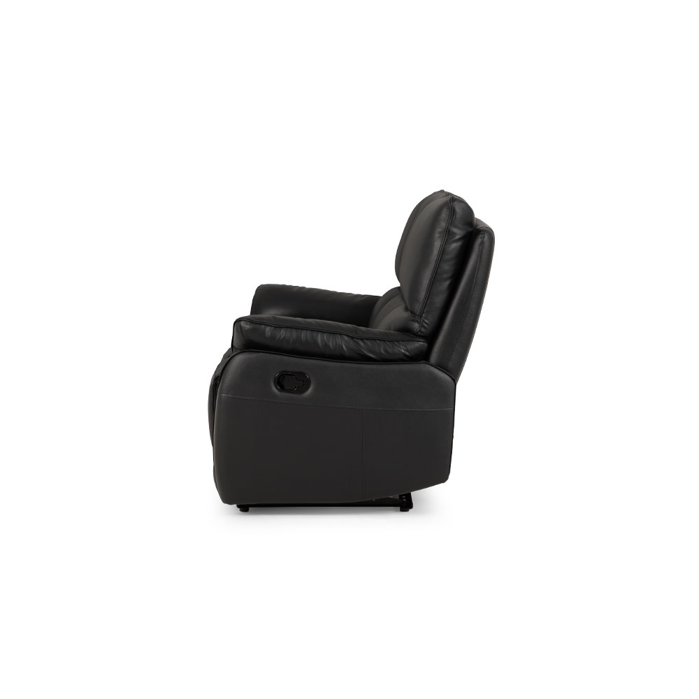 Hayley 3 Seater Leather Recliner, Black