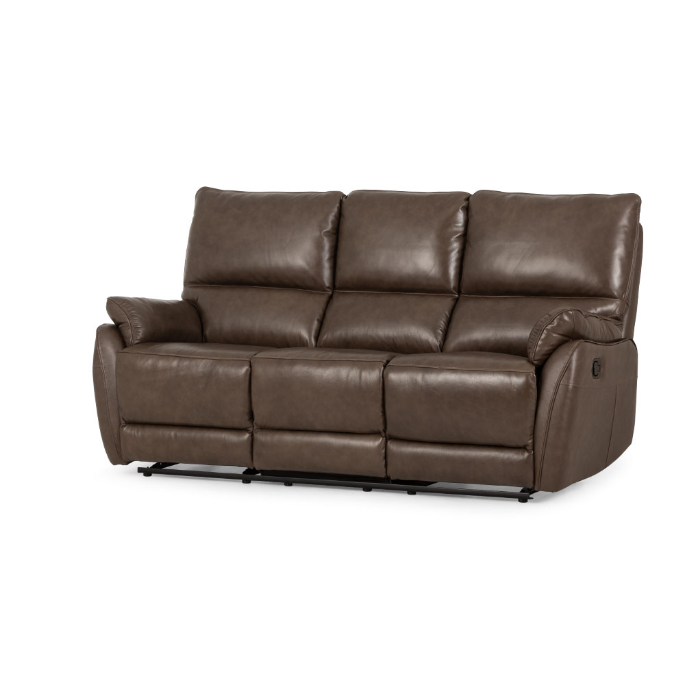 Hayley 3 Seater Leather Recliner, Mocha