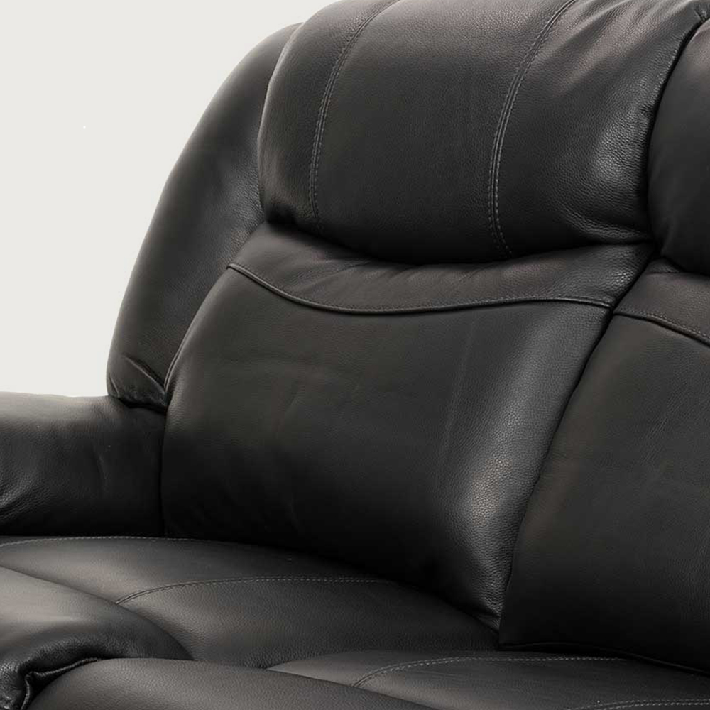 Phoebe Leather 3 Seater Recliner, Black